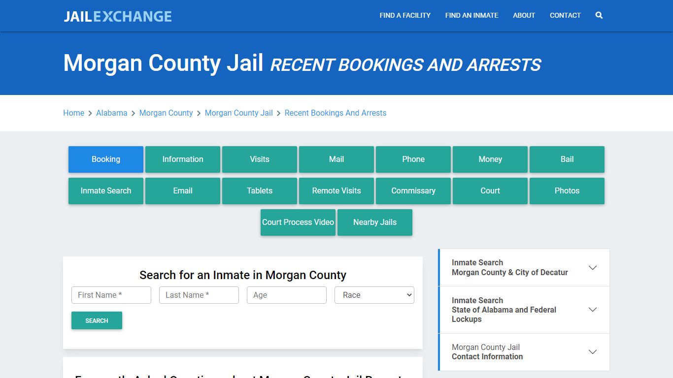 Morgan County Jail AL Recent Arrests and Bookings - Jail Exchange