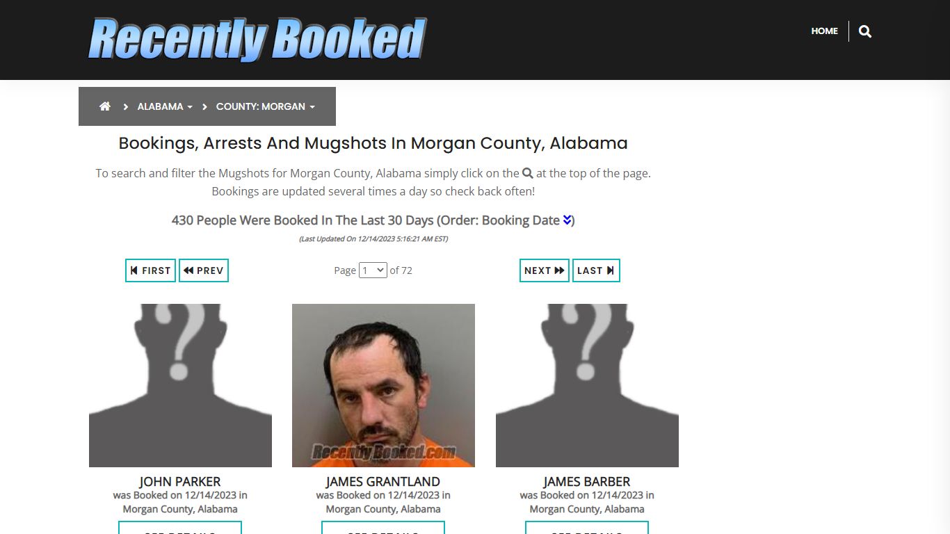 Bookings, Arrests and Mugshots in Morgan County, Alabama